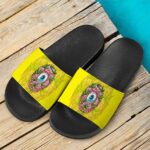 Trippy Eyeball Art 420 Weed Doughnut Yellow Slide Slippers