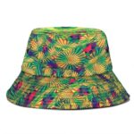 Trippy Eye Rasta Colors Marijuana Pattern Design Bucket Hat