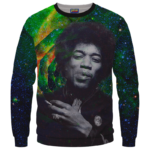 Trippy Galaxy Jimi Hendrix Smoking Joint 420 Crewneck Sweatshirt