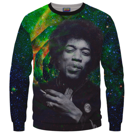 Trippy Galaxy Jimi Hendrix Smoking Joint 420 Crewneck Sweatshirt
