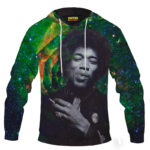 Trippy Galaxy Jimi Hendrix Smoking Joint 420 Marijuana Hoodie