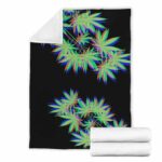Trippy Glitch Marijuana Weed Leaves Art Fleece Blanket