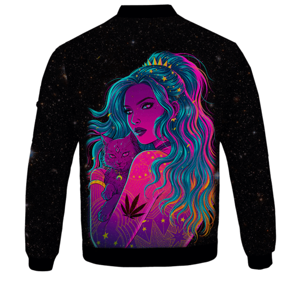 Trippy Kush Princess Galaxy Art Awesome Bomber Jacket - back