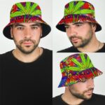 Trippy Marijuana Leaf Graffiti Artwork Dope Bucket Hat