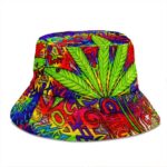 Trippy Marijuana Leaf Graffiti Artwork Dope Bucket Hat