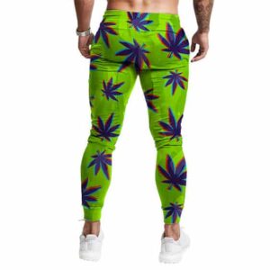 Trippy Nature 3D Weed Pattern Neon Green 420 Jogger Pants