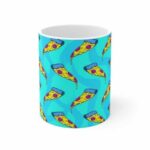Trippy Pizza Weed Toppings Pattern Ceramic Coffee Mug