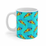 Trippy Pizza Weed Toppings Pattern Ceramic Coffee Mug