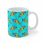 Trippy Pizza Weed Toppings Pattern Ceramic Coffee Mug