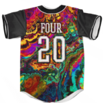 Trippy Psychedelic Classic Style Art Marijuana 420 Baseball Jersey