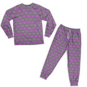 Trippy Purple 420 Drip Art Pattern Black Pajamas Set