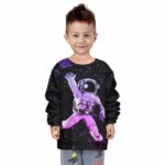 Trippy Space Astronaut Reaching Marijuana Buds Kids Sweater