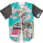 Trippy Stoned Skull Taking A Photo 420 Weed Baseball Jersey