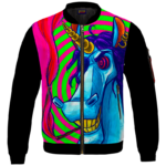 Trippy Unicorn Smoking Joint Neon 420 Marijuana Bomber Jacket