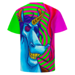 Trippy Unicorn Smoking Joint Neon 420 Marijuana T-Shirt