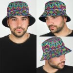 Trippy Vibrant Pattern Artwork Cool 420 Bucket Hat