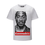 Tupac Shakur Portrait Supreme Parody White Cannabis T-Shirt