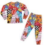 Unique Trippy Tongue Lick Pie Pattern 420 Pajamas Set