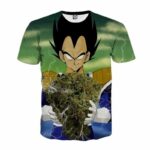 Vegeta Smokes Weed Large Marijuana Nug T-Shirt