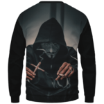 V for Vendetta Mask Cross Joint 420 Marijuana Sweatshirt Back