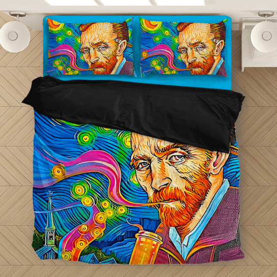 Van Gogh Starry Night Smoking Bong Trippy Bomb Bedding Set