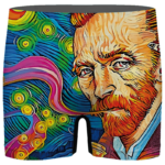 Van Gogh Starry Night Smoking Bong Trippy Bomb Men's Boxer Brief