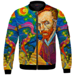 Van Gogh Starry Night Smoking Bong Trippy Bomber Jacket