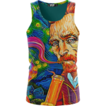 Van Gogh Starry Night Smoking Bong Trippy Dope Tank Top