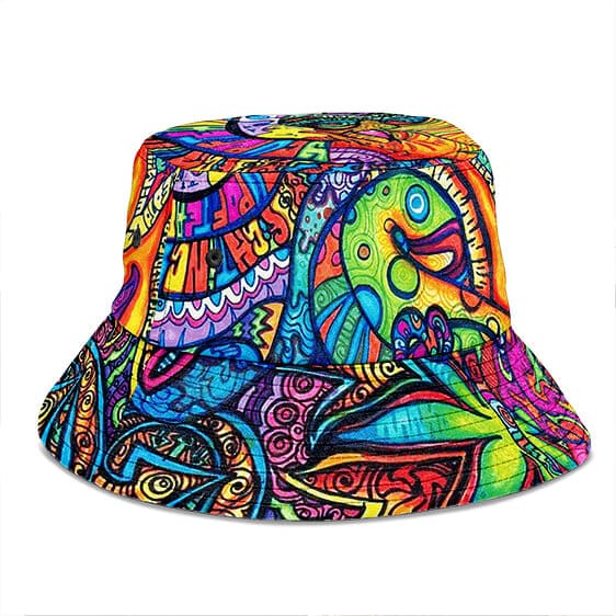 Vibrant Colors Psychedelic Trippy Art Cool Weed Bucket Hat