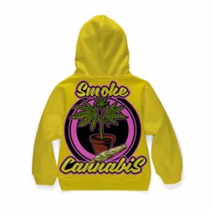 Vibrant Colors Smoke Cannabis Logo Yellow Kids Hoodie
