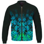 Vibrant Green Fading Marijuana Hemp 420 Kush Bomber Jacket