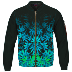 Vibrant Green Fading Marijuana Hemp 420 Kush Bomber Jacket