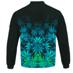 Vibrant Green Fading Marijuana Hemp 420 Kush Bomber Jacket Back