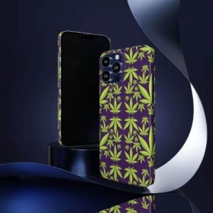 Vibrant Weed Marijuana Pattern Purple iPhone 13 Case