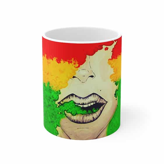 Vibrant Weed Smoke Rasta Colors Artwork Ceramic Coffee Mug