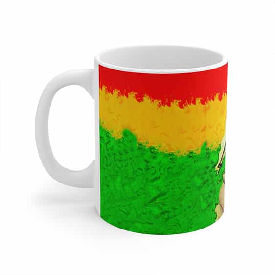 Vibrant Weed Smoke Rasta Colors Artwork Ceramic Coffee Mug