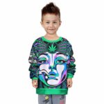 Vibrant Woman Smoking Marijuana Artwork Kids Sweater