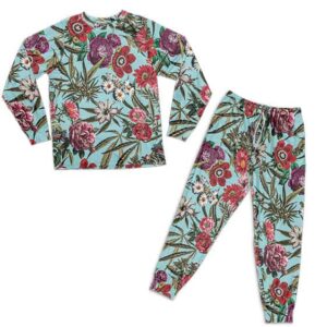 Vintage Cannabis And Flower Pattern 420 Pajamas Set