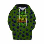 Wake Bake & Create Trippy Marijuana Pattern Cool Kids Hoodie