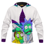 Weed Adventures of Rick and Morty Melting Trippy 420 Marijuana Hoodie