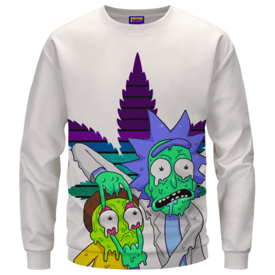 Weed Adventures of Rick and Morty Melting Trippy 420 Sweatshirt