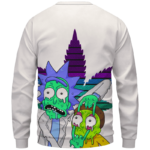 Weed Adventures of Rick and Morty Melting Trippy 420 Sweatshirt Back