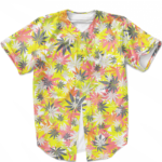 Weed Hemp Marijuana Pattern Colorful Print Baseball Jersey