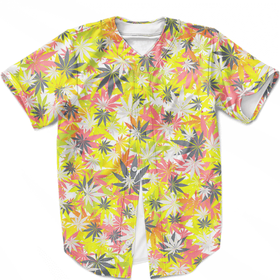 Weed Hemp Marijuana Pattern Colorful Print Baseball Jersey