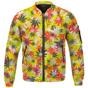 Weed Hemp Marijuana Pattern Colorful All Over Print Bomber Jacket