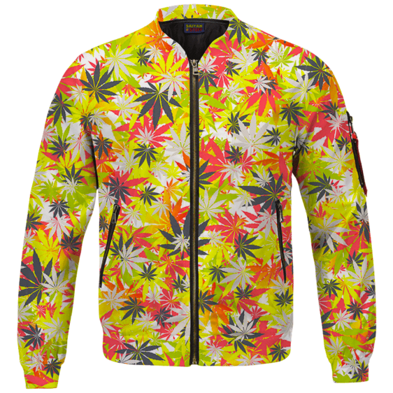 Weed Hemp Marijuana Pattern Colorful All Over Print Bomber Jacket