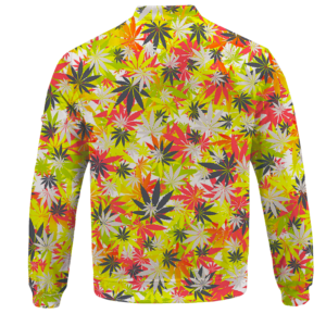 Weed Hemp Marijuana Pattern Colorful All Over Print Bomber Jacket - back