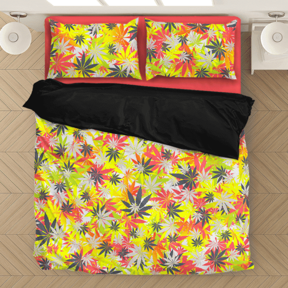 Hemp Marijuana Pattern Colorful All Over Print Bedding Set