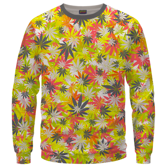 Weed Hemp Marijuana Pattern Colorful All Over Print Sweatshirt