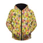 Weed Hemp Marijuana Pattern Colorful All Over Print Zip Hoodie